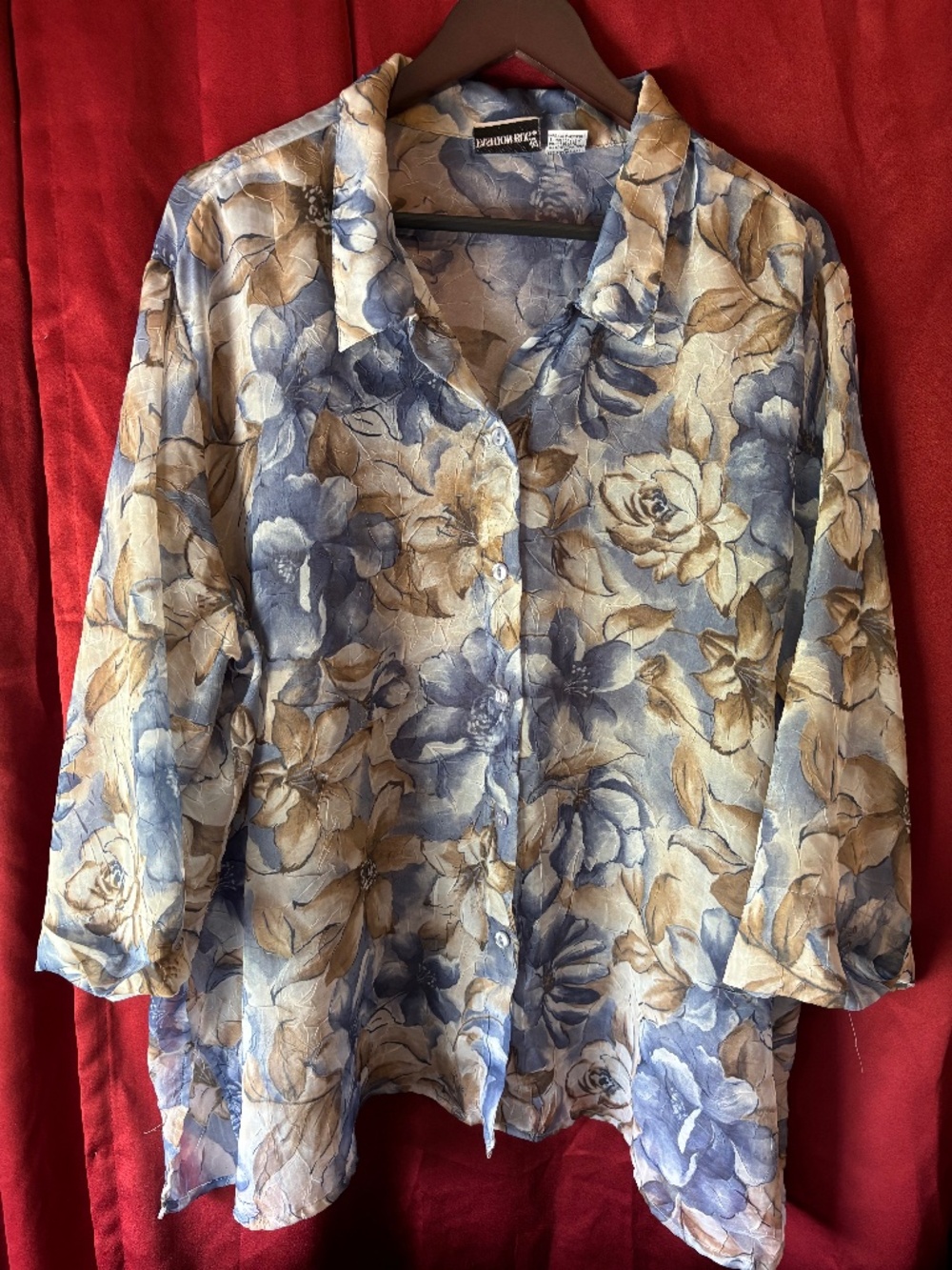 FASHION BUG BUTTON FRONT SHEER BLOUSE